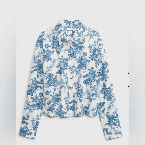 LoveShackFancy x GAP‎ Organic Cotton Cropped Shirt Sz XS - Picture 3 of 14